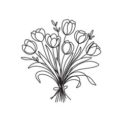 Set of flower bouquet vector. Hand drawn flower. Botanical vector illustration