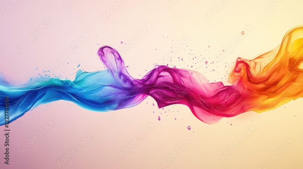 Aufkleber Vibrant Abstract Colorful Wave Design for Digital Art Portfolio with Blank Copy Space for Text and Creative Project Management Themes