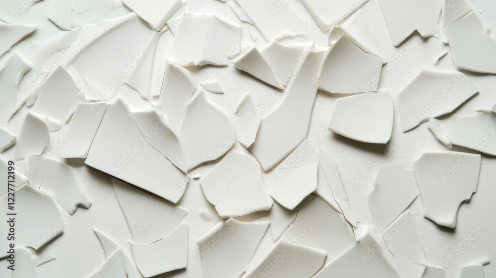 Poster fragments of broken white ceramic plate textured background for art and design use