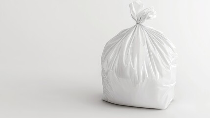 White plastic kitchen trash bag isolated on a clean white background suitable for household and cleaning related themes.