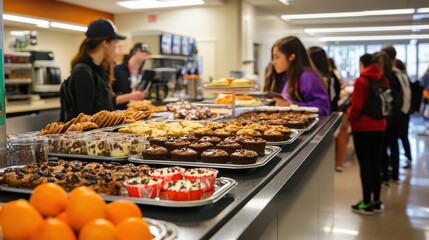 Dessert Bar in Cafeteria Featuring Variety of Cookies