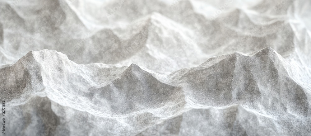 Aufkleber Serene mountain landscape with snow-covered peaks and a soft layer of powder snow creating a tranquil natural background with copy space.