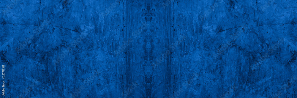 Poster Old wall pattern texture cement blue dark abstract  blue color design are light with black gradient background.