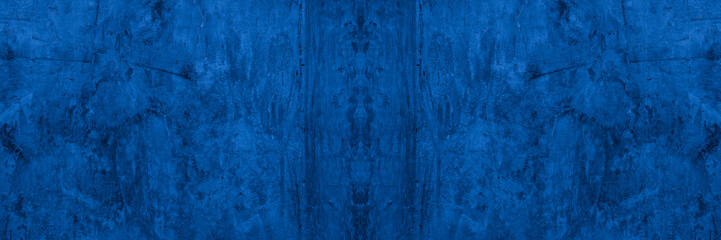 Old wall pattern texture cement blue dark abstract  blue color design are light with black gradient background.