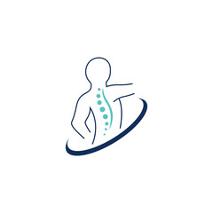 back pain treatment logo vector icon illustration in flat design style with protective effect