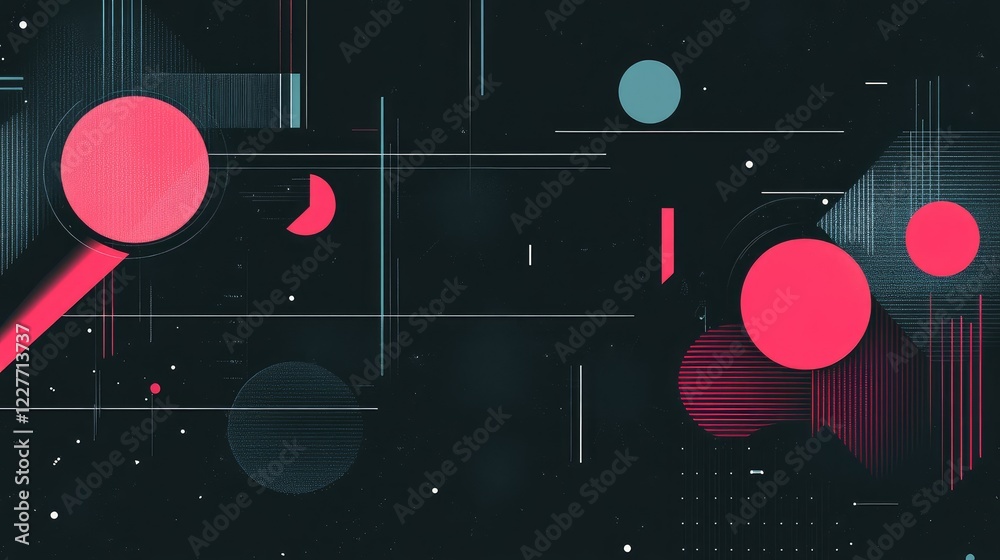 Aufkleber Futuristic Minimalist Abstract Background with Geometric Shapes and Dark Color Palette for Design and Technology Themes