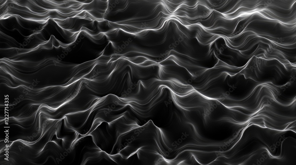 Poster abstract black and white ocean waves texture for creative background design and artistic projects
