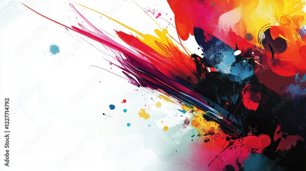 Aufkleber Vibrant Abstract Design Colorful Paint Splashes Ideal for Agile Project Management and Graphic Design Portfolio with Space for Text