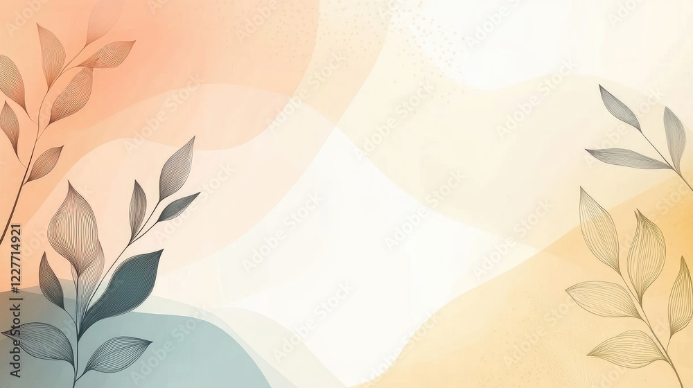 Poster gentle abstract floral background with soft gradients and minimalist design elements