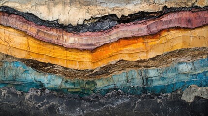 Colorful Geological Strata Revealed Through Tectonic Activity in a Stunning Rock Formation