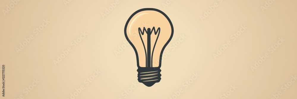 Poster light bulb glowing softly against a neutral background highlighting its classic design and vintage c