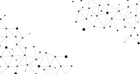 modern data network lines with dots on corners in transparent background