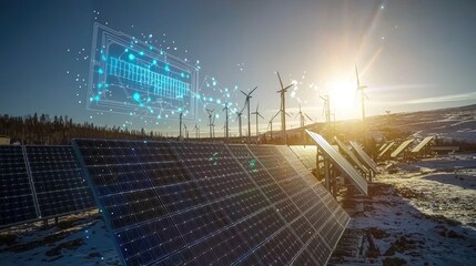 Sustainable Energy, Harnessing Solar and Wind Power in a Snowy Landscape
