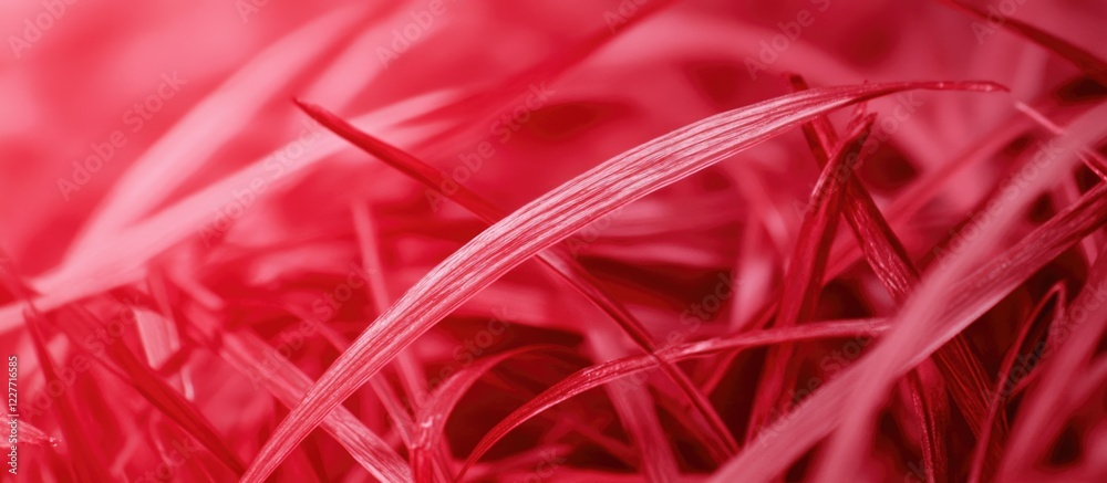 Poster vibrant red grass macro image with blurred foliage background and negative space for text integratio