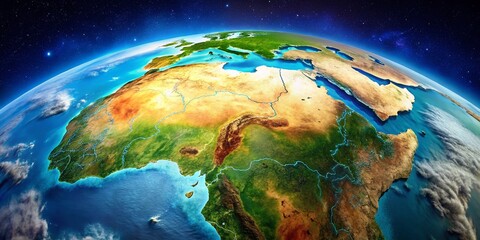 Fototapeta premium Burkina Faso Double Exposure Earth Globe Map - Stunning Aerial View