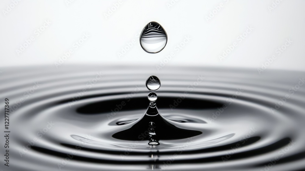Aufkleber Water droplets creating ripples on a smooth surface isolated on a clean transparent background for design and creative projects.