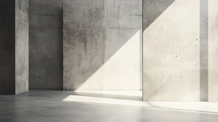 Raw Concrete Interior with Diagonal Light and Copy Space for Text in Modern Minimalist Design Setting