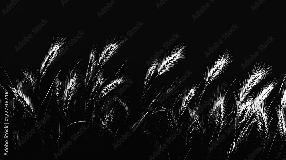 Aufkleber Silhouetted wheat and rye in a natural field against a dark background with ample copy space for text or branding applications