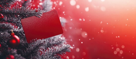 Red Fir Lottery Ticket Scratch and Win Design with Customizable Text Space on a Festive Background