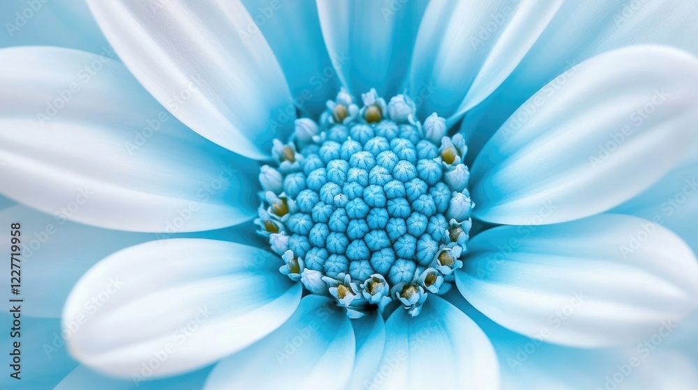 Poster close up of delicate blue flower petals with soft focus and gentle texture in serene natural setting