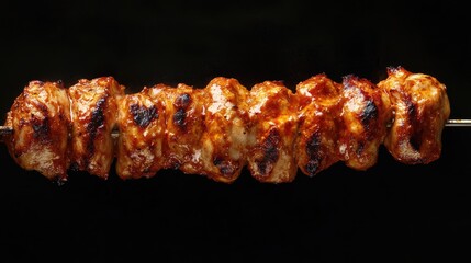 Mouthwatering Shish Tawook Chicken Kebab Skewered and Grilled Perfectly with Blank Space for Text and Branding