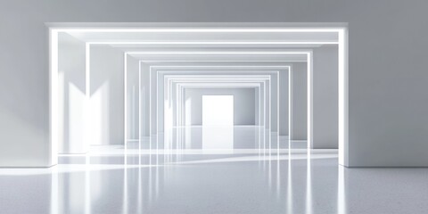 Modern Minimalist Interior with White Angular Frames and Empty Space for Text in Luxurious Surroundings