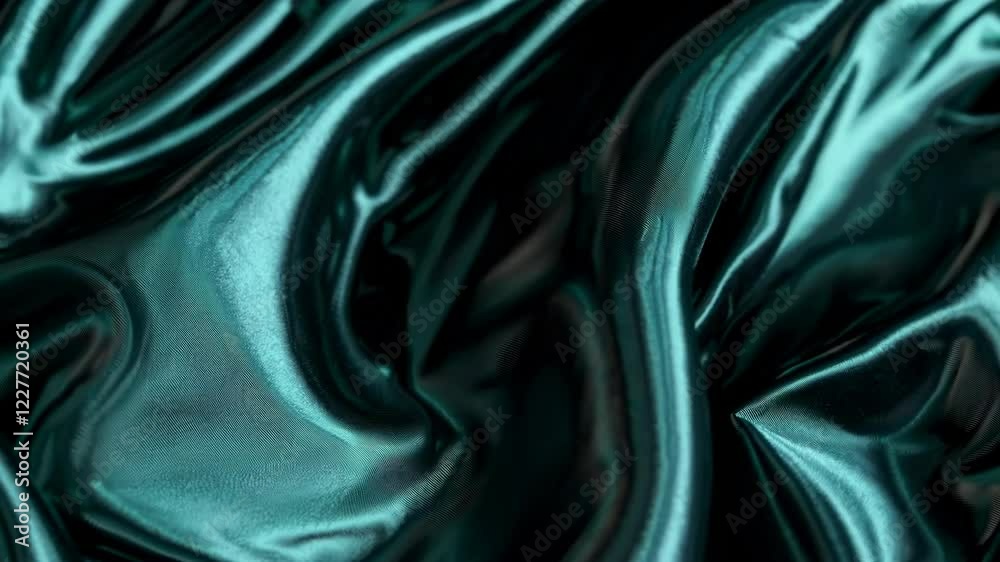 Poster deep ocean waves in motion. mesmerizing teal water currents. fluid abstract background mimicking und