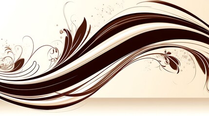 Abstract Brown Floral Wave Design Background