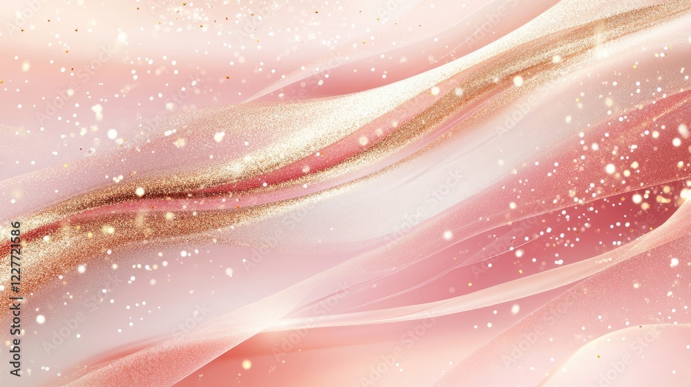Poster rose gold and pink abstract wave background with sparkles and soft textures for elegant designs