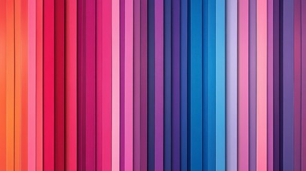 Obraz premium Vibrant vertical stripes in various colors, ranging from warm oranges and reds to cool blues and purples. The image features a spectrum of hues