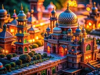 Obraz premium Giant structures dominate a surreal dusk; macro photography captures the engineering marvel.