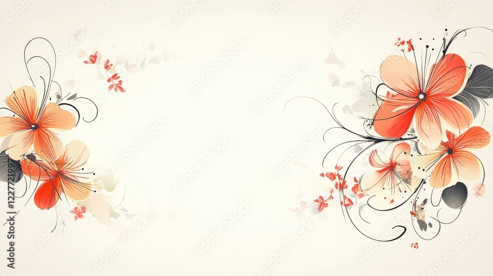 Poster elegant floral design featuring vibrant blooms on a soft white background perfect for feminine or ro