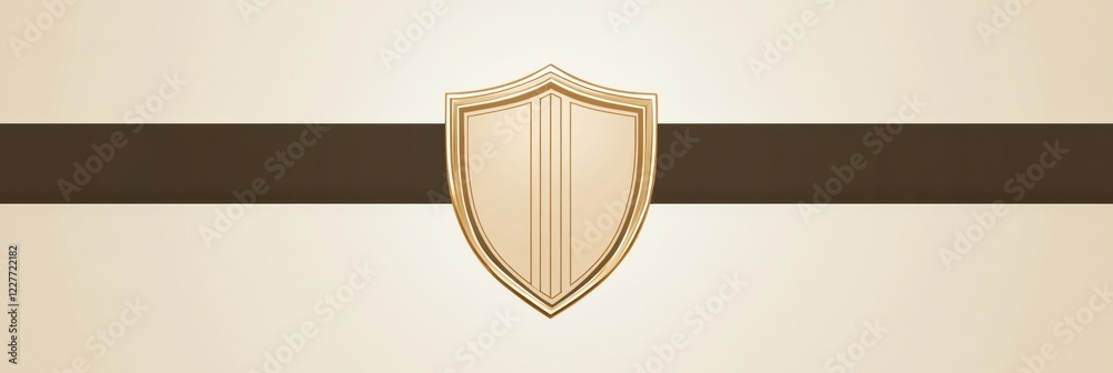 Poster decorative shield design on a light background with a dark stripe for branding or illustration purpo