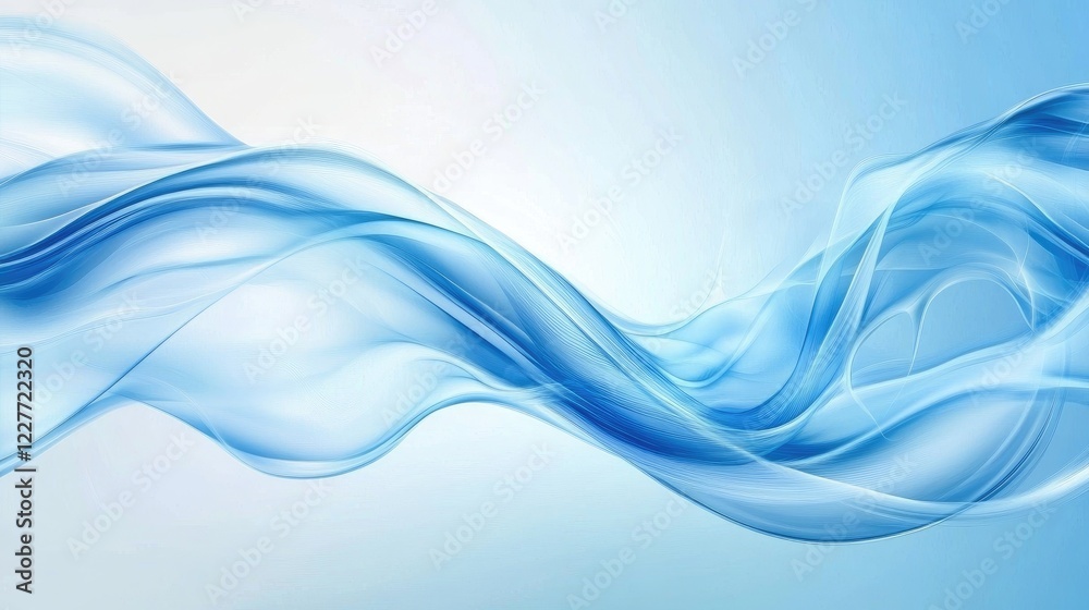 Poster tranquil abstract blue wave liquid texture evoking serenity and calm in a delicate, fluid design for