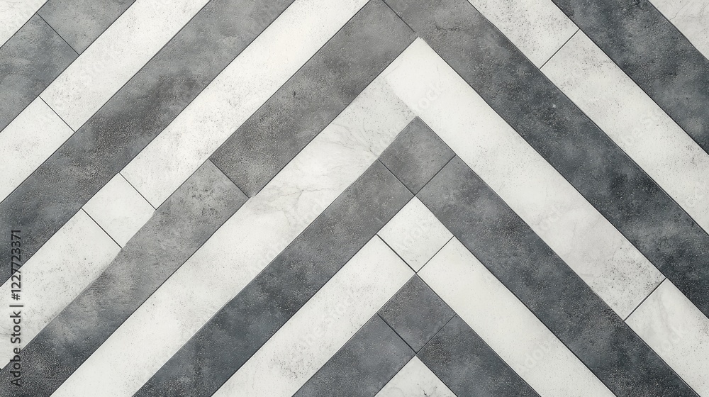 Aufkleber Contemporary grey and white geometric tile pattern creating a stylish linear design for modern interiors.