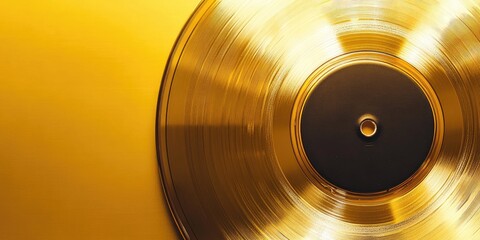Elegant Gold Vinyl Record Mockup Featuring Blank Space for Custom Text and Creative Designs