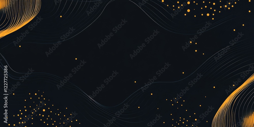Aufkleber elegant golden light bulb glowing in dark space with abstract lines and dots creating a modern desig