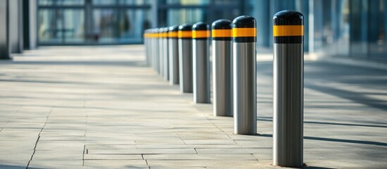 Premises Safety with Enhanced Security Features Including Bollards and Space for Text Highlighting Security Measures