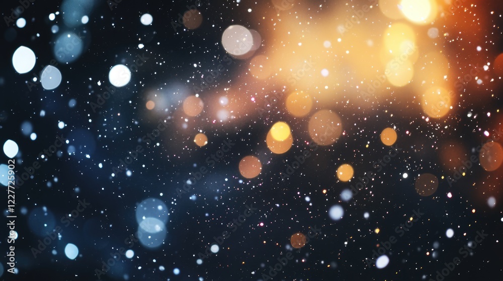 Aufkleber Elegant bokeh lights and sparkling glitter background with white particles for festive themes and copy space for text or design elements