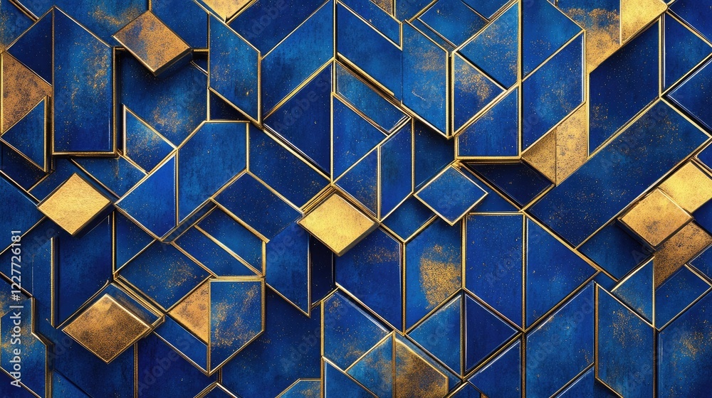 Poster elegant gold and blue abstract geometric design with textured elements for modern backgrounds and il