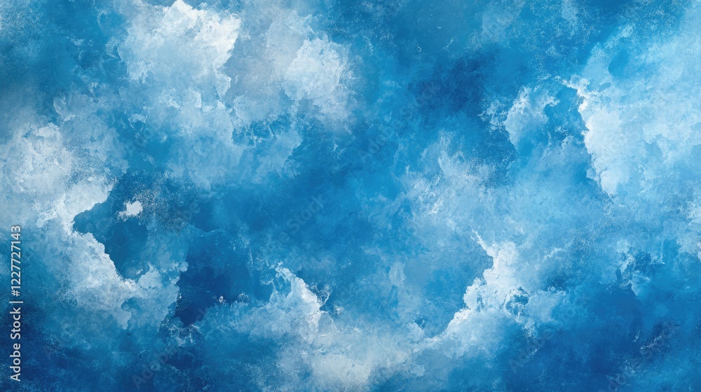 Poster tranquil blue sky with fluffy white clouds in a faded abstract art style perfect for serene backgrou