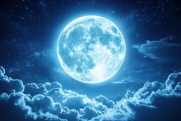 Obraz premium Full moon shining brightly in a night sky