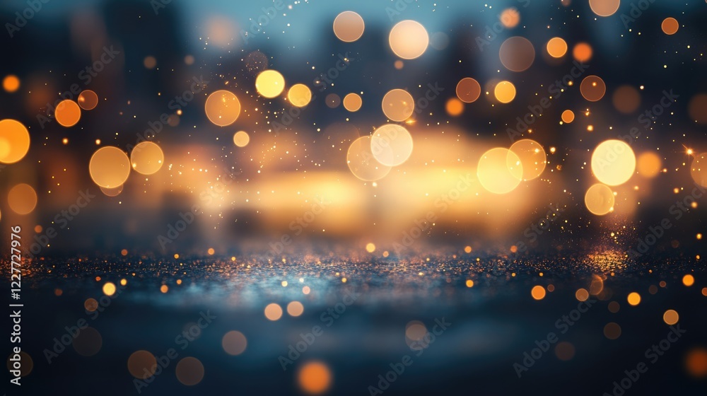 Poster Elegant defocused silver glitter lights background with bokeh effect creating a festive and luxurious atmosphere for various designs