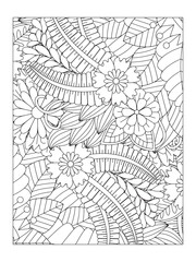 Obraz premium Flower pattern. Vector doodle flowers in black and white. Page adult coloring book. Coloring Flower Page.