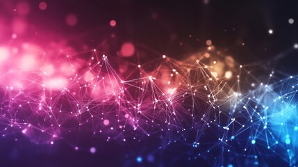Obraz premium Abstract network connection, glowing nodes, dark background, digital tech concept