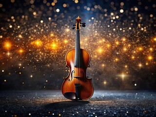 Fototapeta premium Celestial Violin: Macro Starry Night Symphony - Stock Photo
