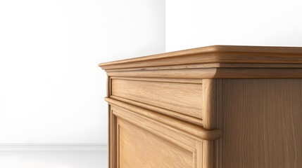 Fototapeta premium 60. A wooden credenza with sleek lines and smooth finish, placed on a clean white background