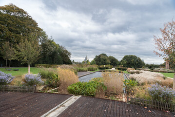 Panoramic view over the royal gardens of Stuyvenbergh, Laeken, Brussels