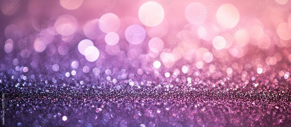 Wall mural bokeh effect with purple and pink glittering lights creating a dreamy background ideal for text over