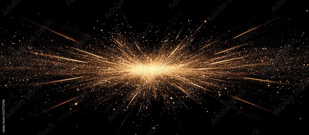 Wall mural golden light burst with artistic sparkle and shine ideal for text overlay and background design in e